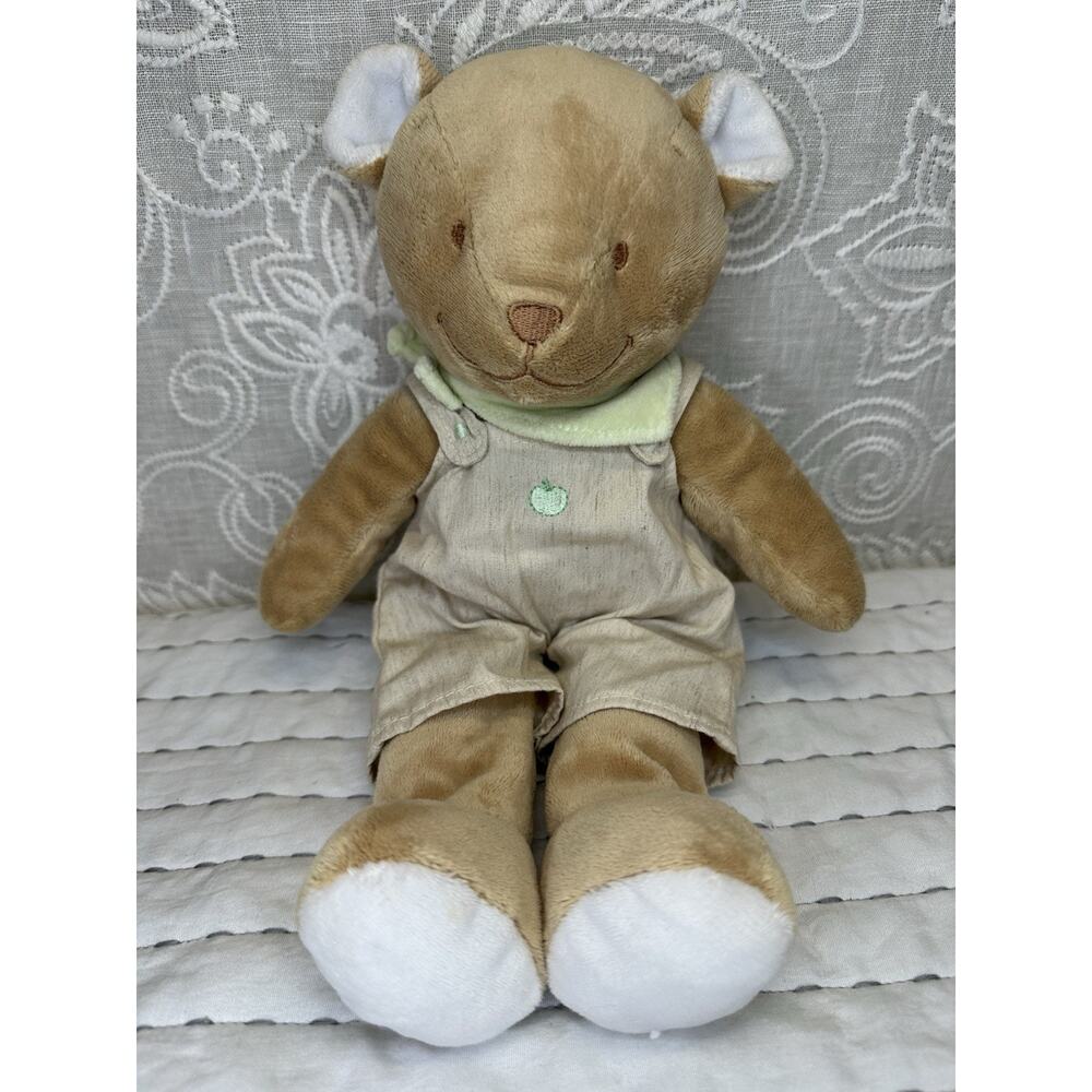 Noukie’s Teddy Bear Linen Overalls Apple Plush Stuffed Toy FLAW READ 2005